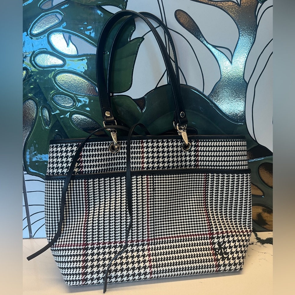 Ralph Lauren | Black, White and Red | Houndstooth Tote Bag Mini